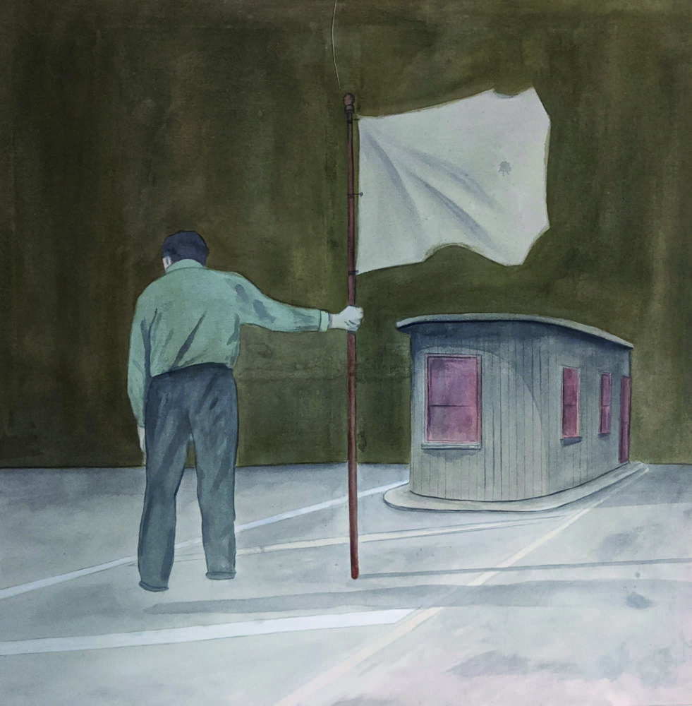 Daniel Malun Lange: white flag / 2020, 90 x 90 cm
